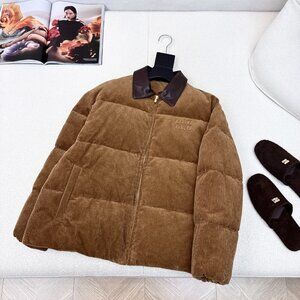 MIU MIU Fall/Winter Corduroy Leather - Collar Down Jacket, Trendy Design